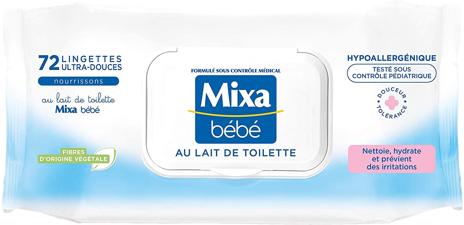 Composition MIXA Bébé au lait de toilette - Lingettes ultra-douces