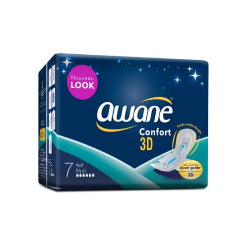 K-Zone » Awane Serviettes Hygiéniques Awane Confort 3D Nuit – 07 Unités