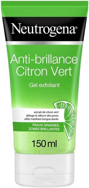 Neutrogena Gel Nettoyant Exfoliant Visage, Anti-Brillance, Citron Vert, 150 ml