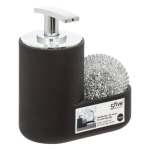 Distributeur savon avec éponge 250ml, Noir 5five