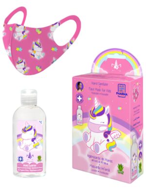 Masque lavable pour enfants + désinfectant pour les mains 100 ml Water My Unicorn