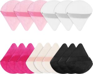 Lot de 12 houppettes triangulaires pour poudre de maquillage BS003