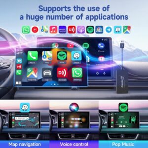CarlinKit Adaptateur USB CarPlay sans fil, pour autoradios Android avec système Android 4.4.2 ou supérieur